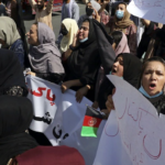 Rally against the Taliban in Kabul, the capital of Afghanistan. Taliban fire to disperse thousands of people, including women